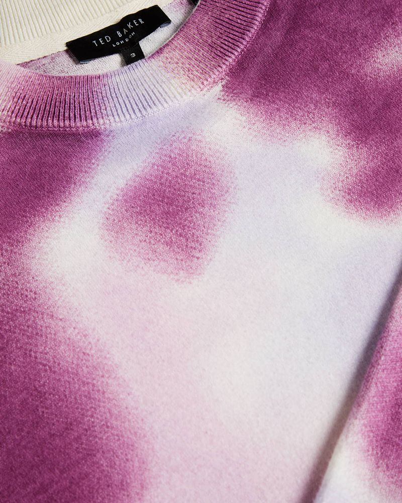 Ted Baker Wardour Spray Dyed Crew Neck Tröjor Herr Lila | RNP-279541