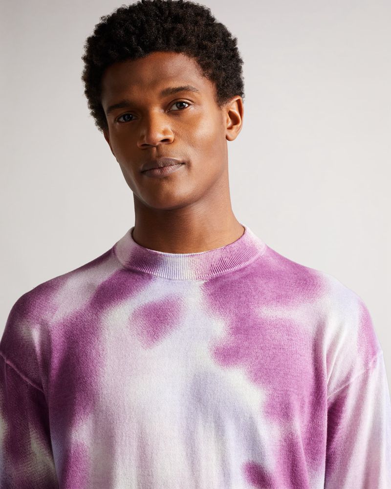 Ted Baker Wardour Spray Dyed Crew Neck Tröjor Herr Lila | RNP-279541
