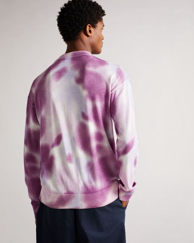 Ted Baker Wardour Spray Dyed Crew Neck Tröjor Herr Lila | RNP-279541
