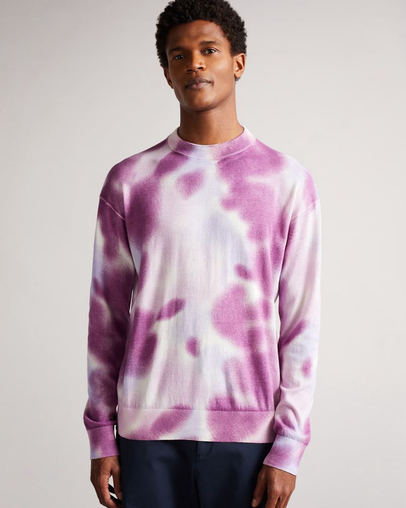 Ted Baker Wardour Spray Dyed Crew Neck Tröjor Herr Lila | RNP-279541