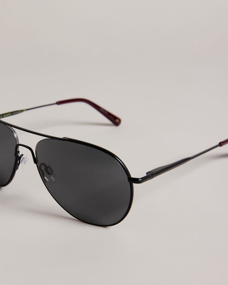 Ted Baker Wavvss Tms101 Metal Aviator Solglasögon Herr Svarta | NPJ-297341