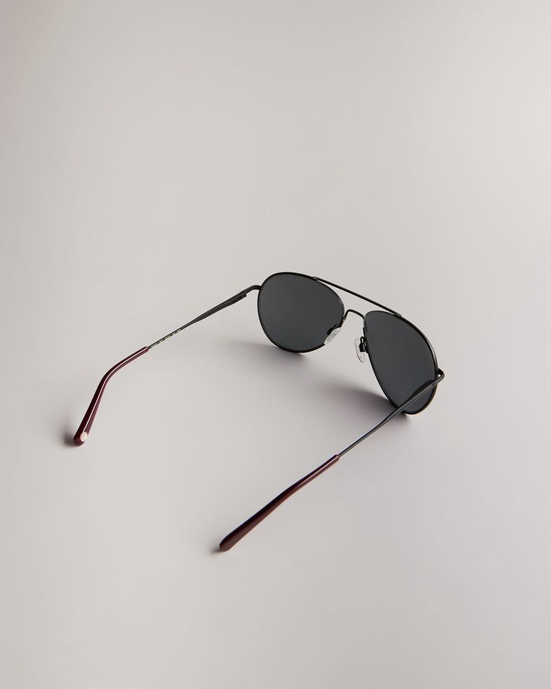 Ted Baker Wavvss Tms101 Metal Aviator Solglasögon Herr Svarta | NPJ-297341