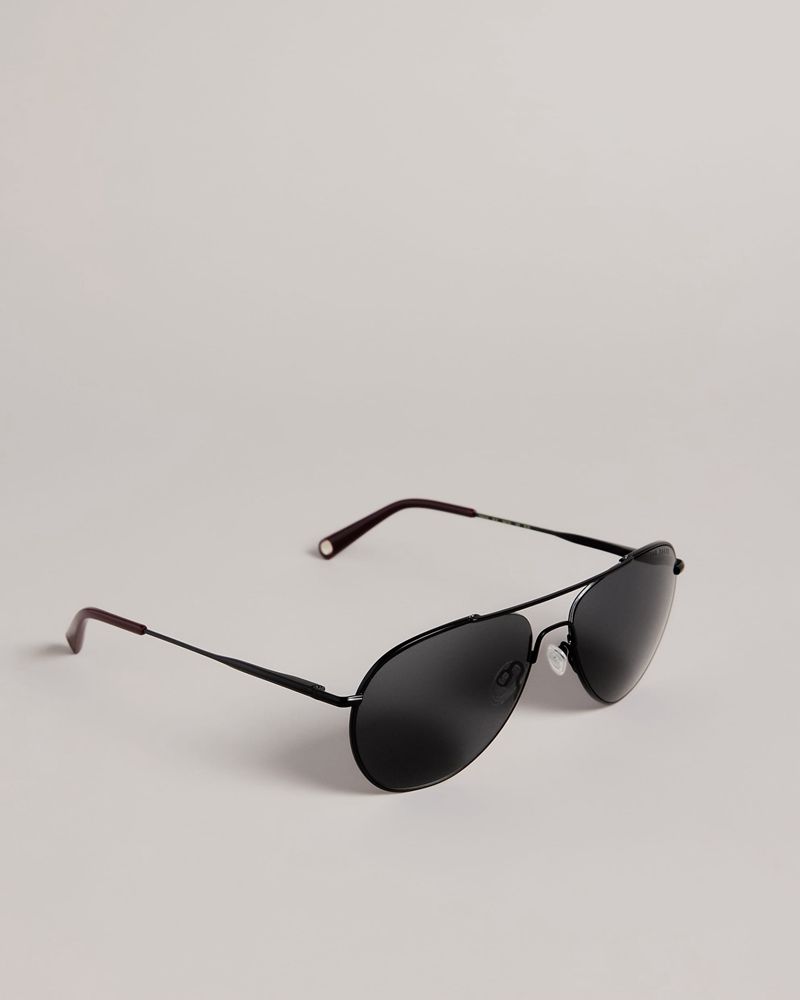 Ted Baker Wavvss Tms101 Metal Aviator Solglasögon Herr Svarta | NPJ-297341