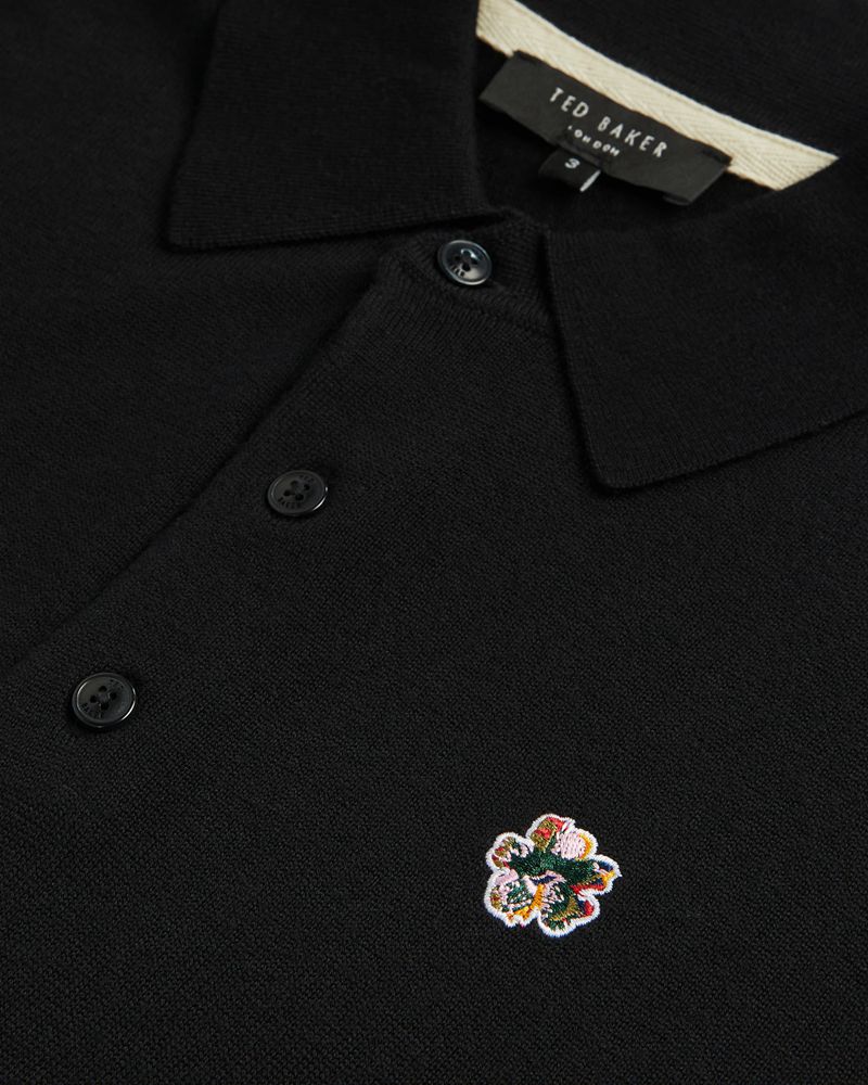 Ted Baker Wembley Merino Wool Long Sleeve Polo Blast Herr Svarta | EPQ-685732