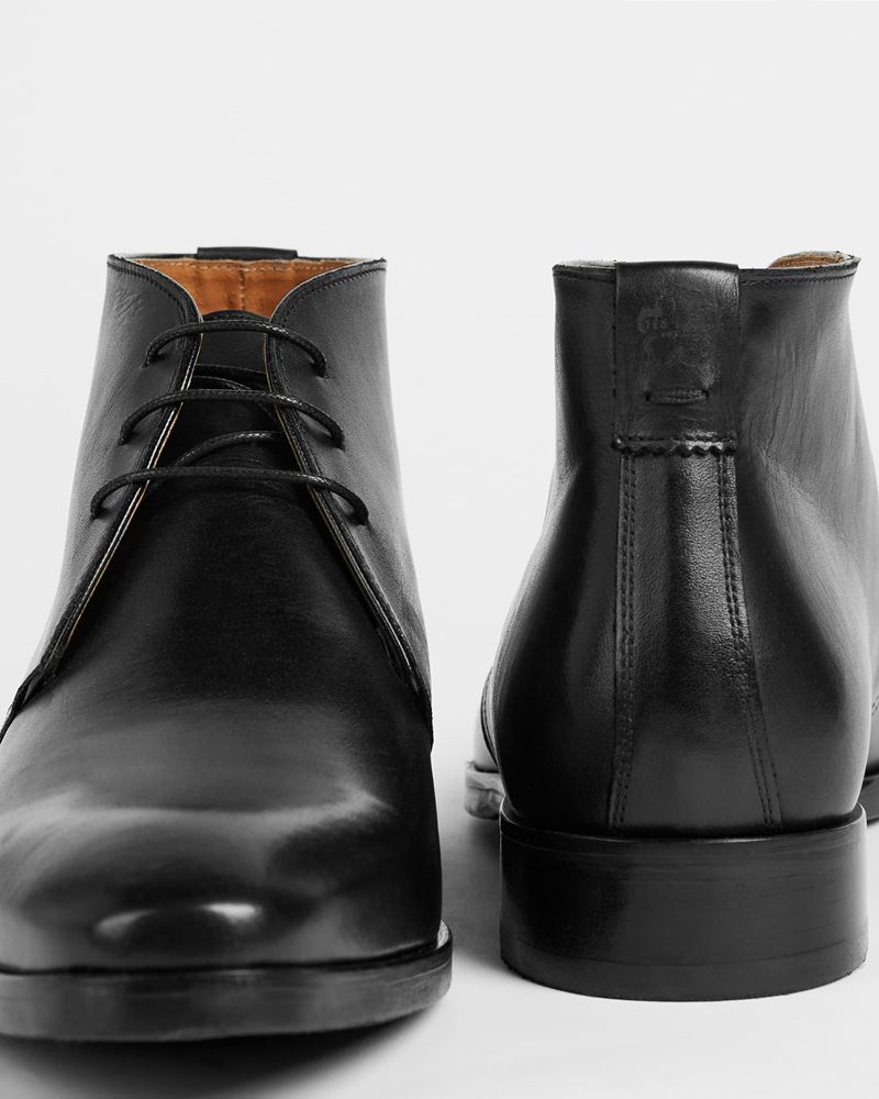 Ted Baker Wesleyy Läder Chukka Stövlar Herr Svarta | HUX-017943