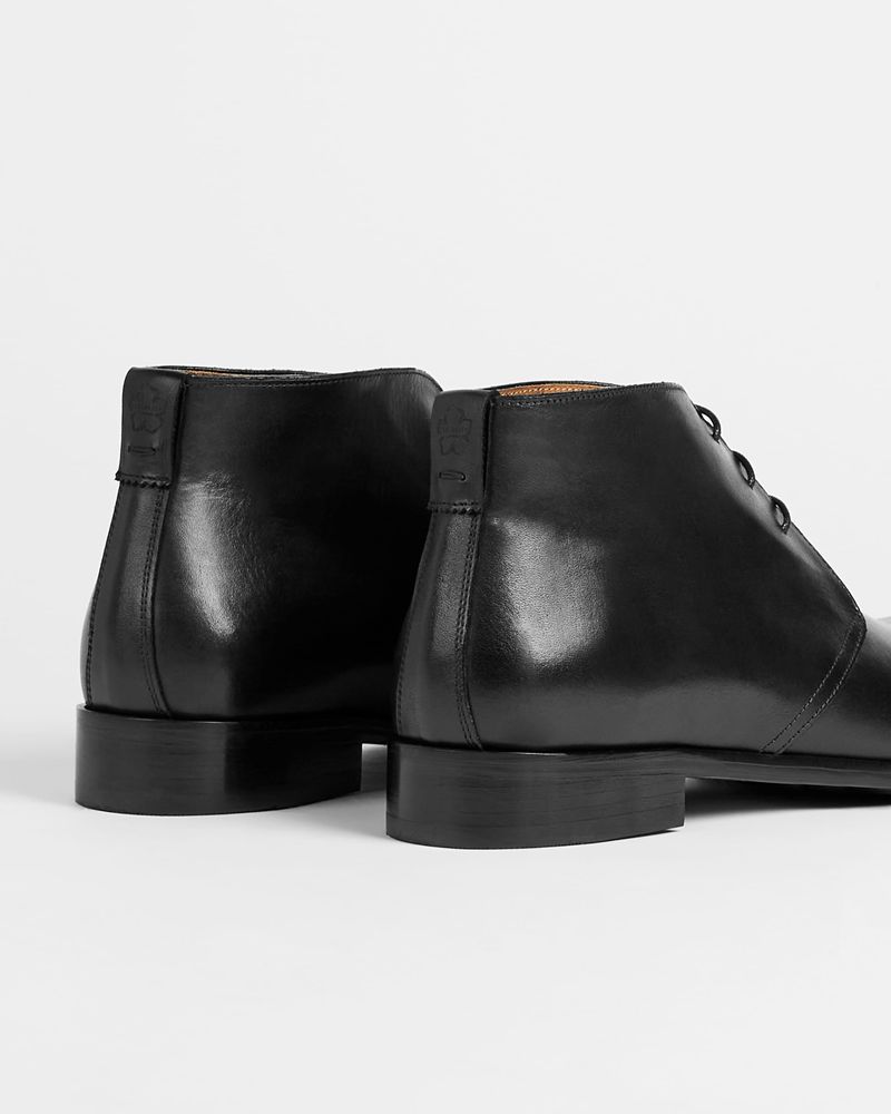 Ted Baker Wesleyy Läder Chukka Stövlar Herr Svarta | HUX-017943