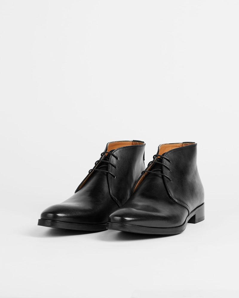 Ted Baker Wesleyy Läder Chukka Stövlar Herr Svarta | HUX-017943