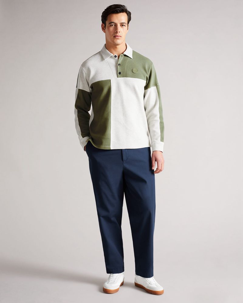 Ted Baker Wickam Waffle Knit Panelled Polo Blast Herr Gray | HBI-459027
