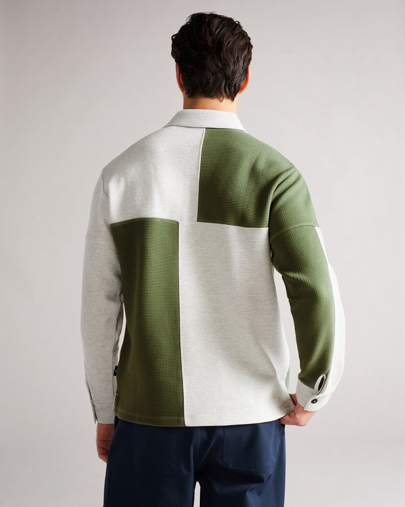 Ted Baker Wickam Waffle Knit Panelled Polo Blast Herr Gray | HBI-459027
