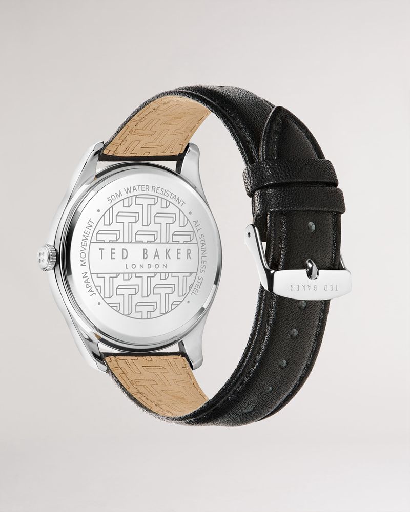 Ted Baker Wiintr Laser Printed Läder Rem Klocka Herr Svarta | DKZ-841376