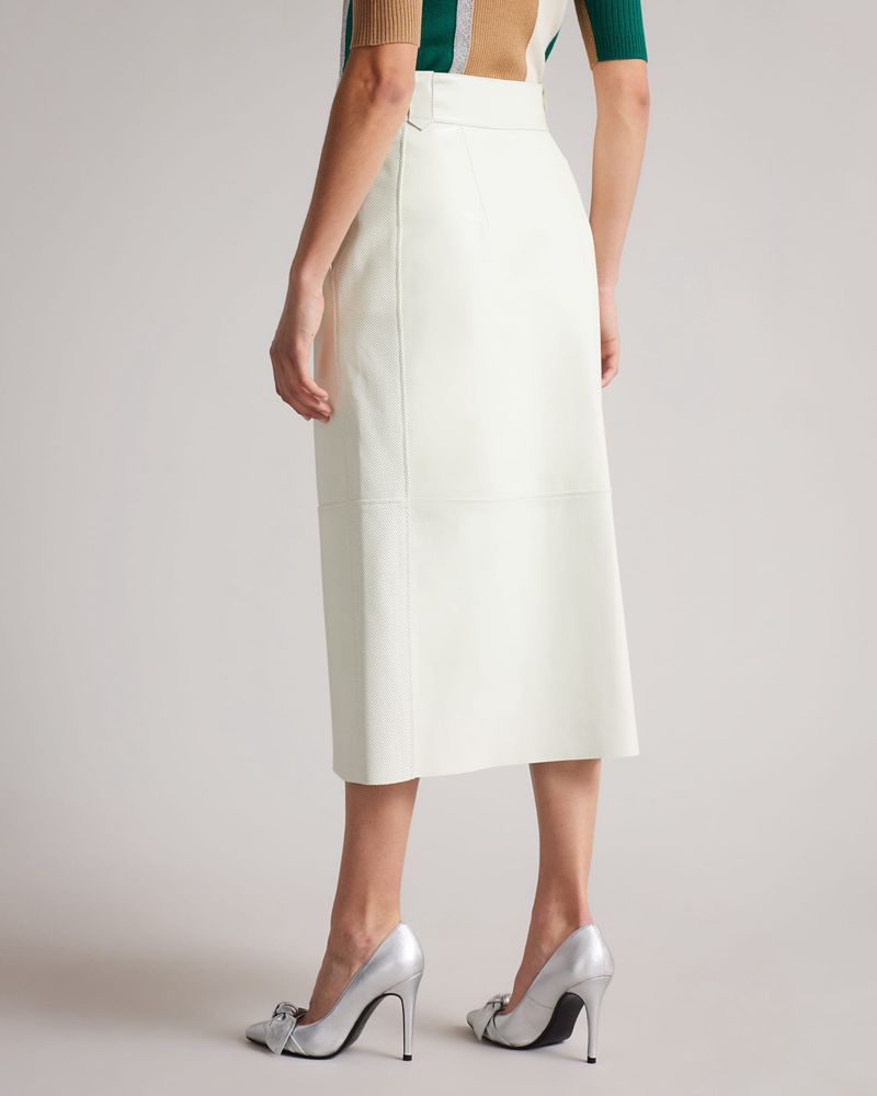 Ted Baker Wildyy Läder Midi Kjolar Dam Vita | SIY-019427