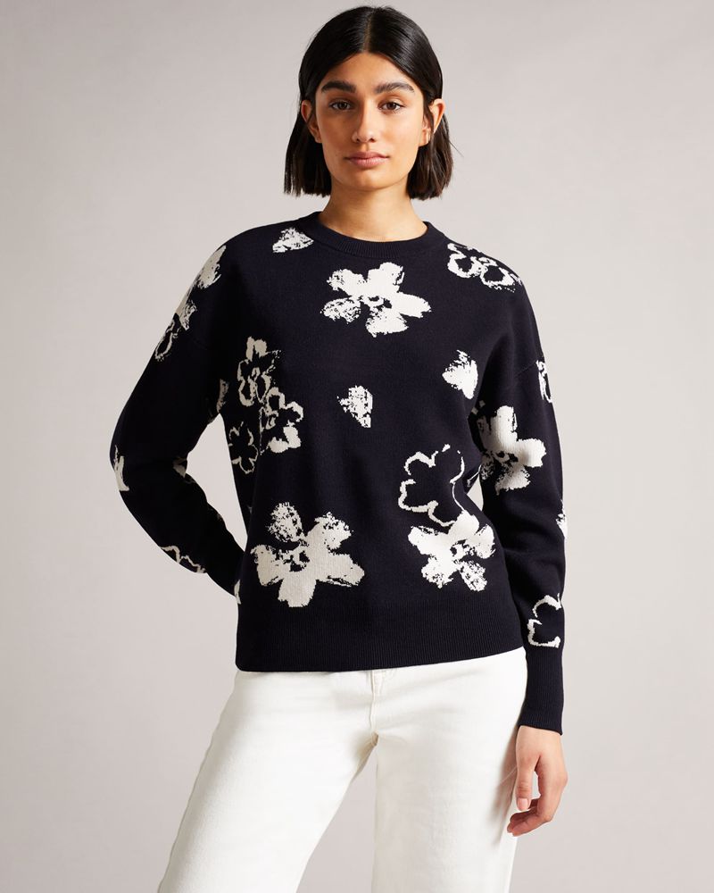 Ted Baker Wionna Jacquard Stickat Dam Blå | BLA-815374