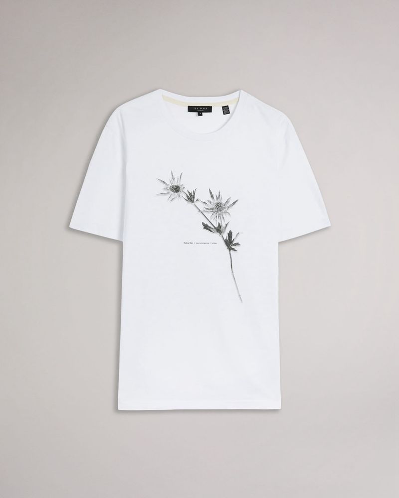 Ted Baker Wishaw Thistle Graphic T Blast Herr Vita | SWN-527310