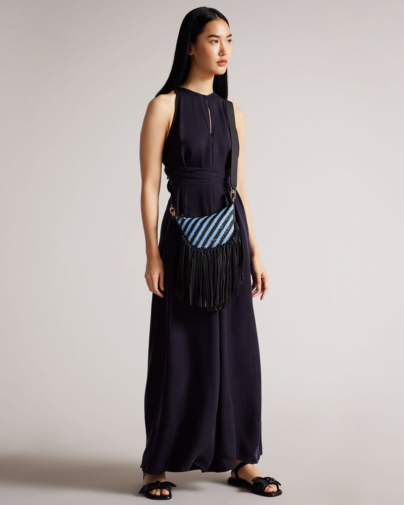 Ted Baker Wovah Woven Läder Tassel Axelväska Dam Blå | KLD-734652