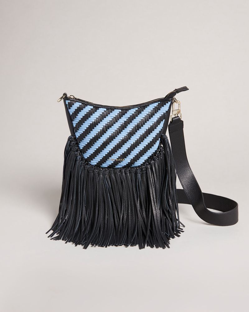 Ted Baker Wovah Woven Läder Tassel Axelväska Dam Blå | KLD-734652
