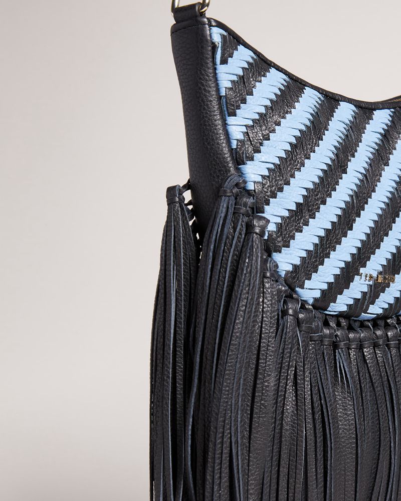 Ted Baker Wovah Woven Läder Tassel Axelväska Dam Blå | KLD-734652