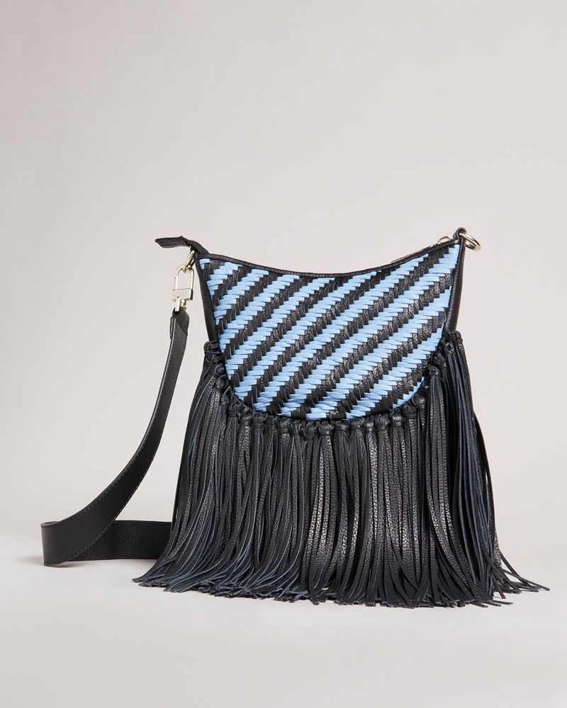 Ted Baker Wovah Woven Läder Tassel Axelväska Dam Blå | KLD-734652