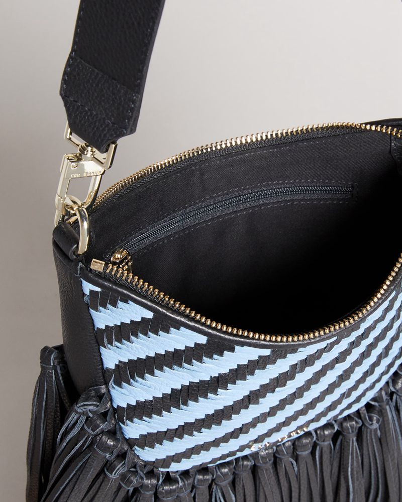 Ted Baker Wovah Woven Läder Tassel Axelväska Dam Blå | KLD-734652