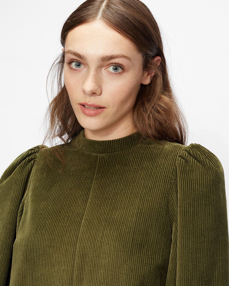 Ted Baker Xavia A-Line Cord Mini Klänning Dam Gröna | RBO-257318