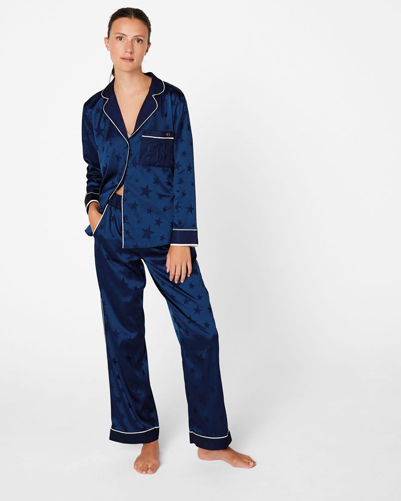 Ted Baker Yalf M20007 Jacquard Star Pj Set Nattkläder Dam Marinblå | UMG-921437