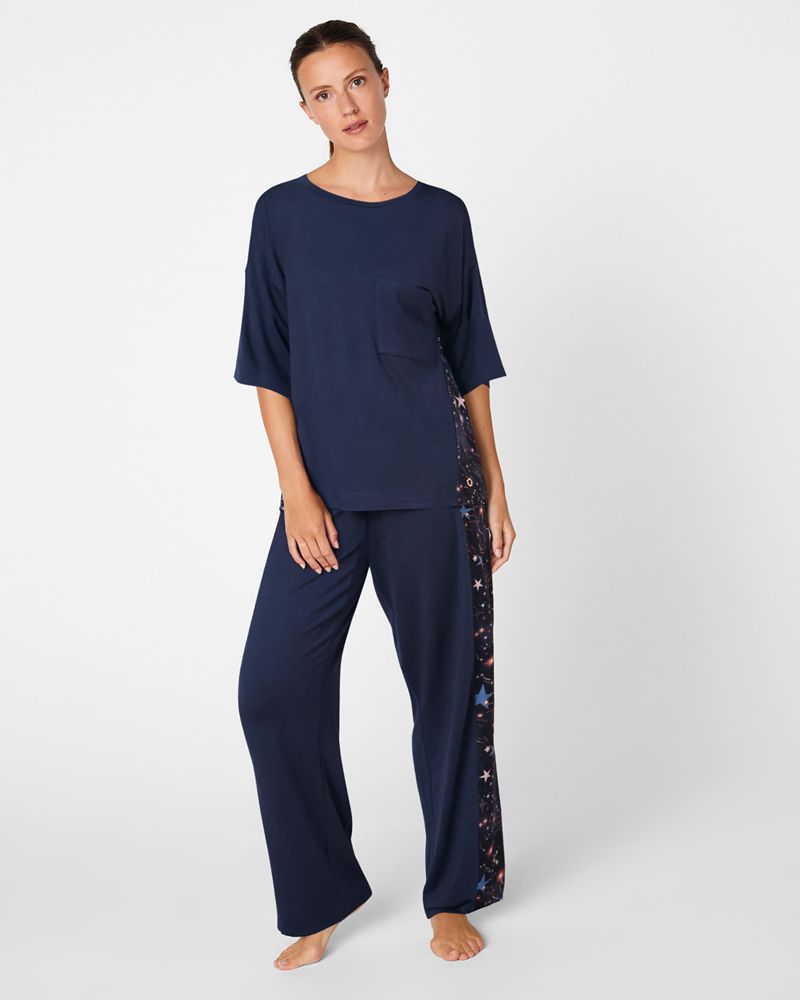 Ted Baker Yali Jersey Breda Leg Star Set Nattkläder Dam Marinblå | JUH-680971