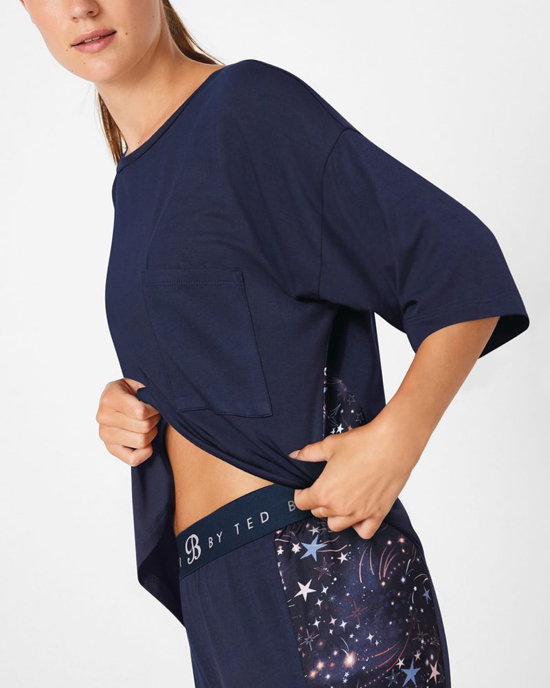 Ted Baker Yali Jersey Breda Leg Star Set Nattkläder Dam Marinblå | JUH-680971