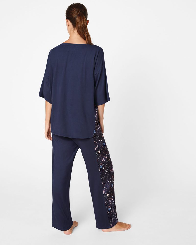 Ted Baker Yali Jersey Breda Leg Star Set Nattkläder Dam Marinblå | JUH-680971