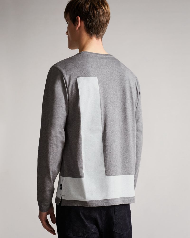 Ted Baker Yapton Ls T Print Blast Herr Gray | DTY-457102