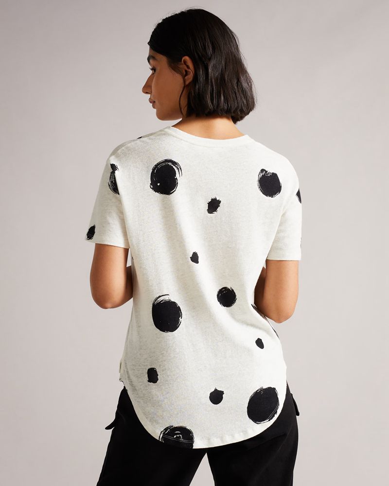 Ted Baker Zariiah Spot Linen V Neck Tee Blast Dam Vita | JAR-854921