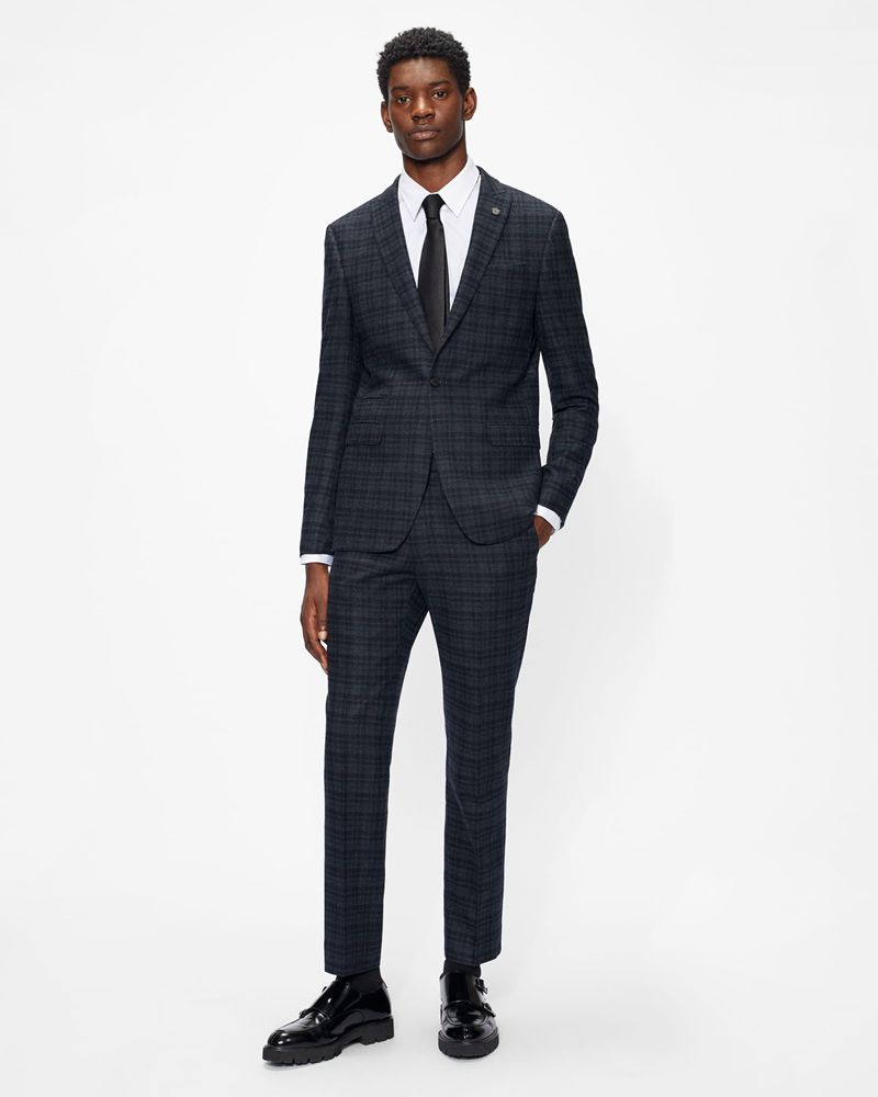 Ted Baker Zenjs Slim Fit Checked Kostymer Herr Charcoal | UKE-817560