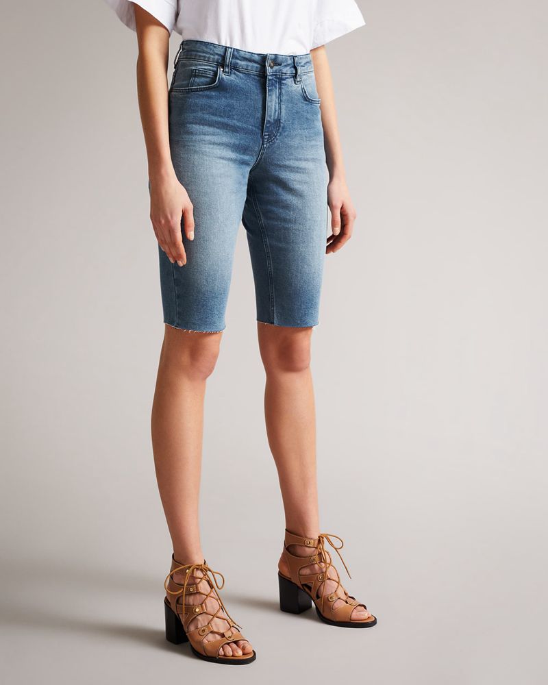 Ted Baker Zithara Denim Bermuda Shorts Dam Gray | OJC-164850