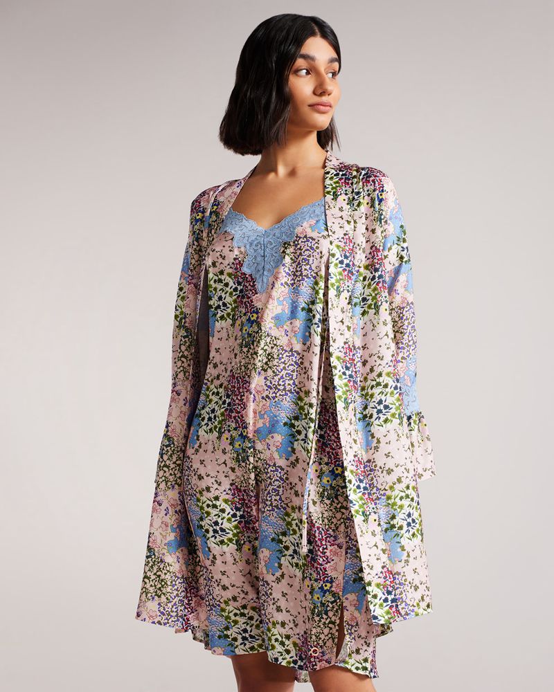Ted Baker Ablez Floral Satin Robe Nattkläder Dam Rosa | ZXN-075362