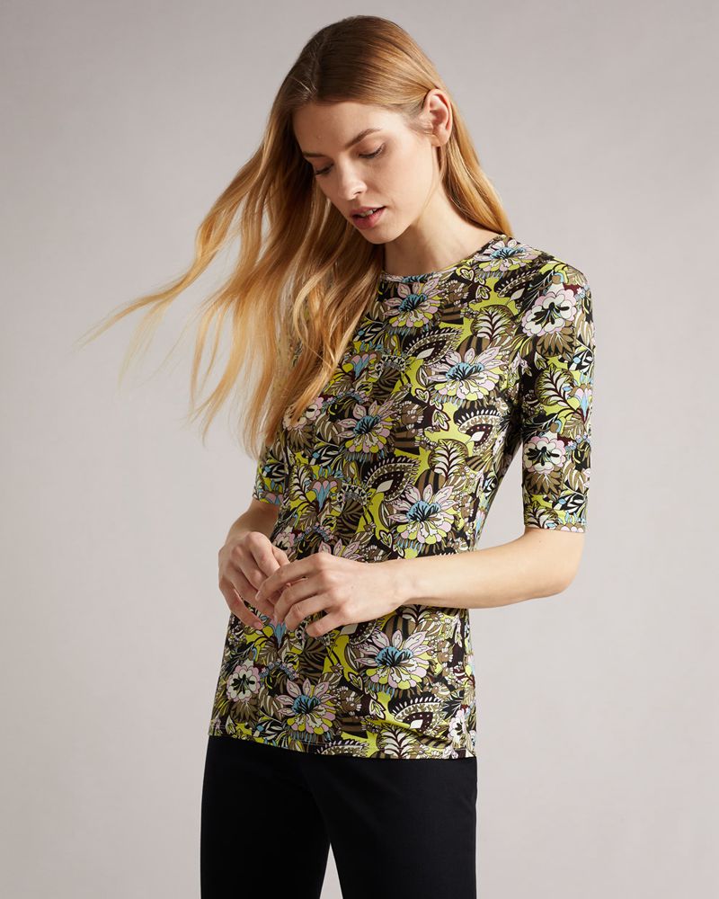 Ted Baker Adria High Neck Printed Blast Dam Gröna | DXM-903867