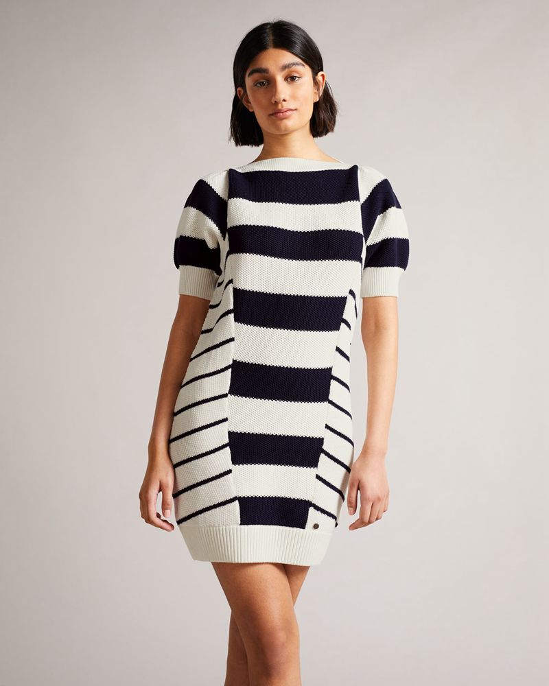 Ted Baker Arisu Envelope Neck Puff Sleeve Klänning Dam Vita | KJA-685073