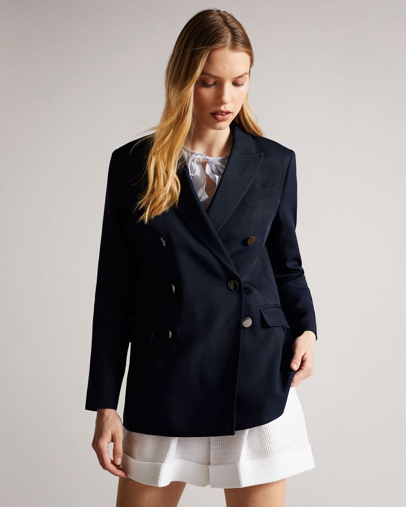 Ted Baker Arval Oversized Blazer With Peaked Lapel Jacka Dam Marinblå | YVF-973058