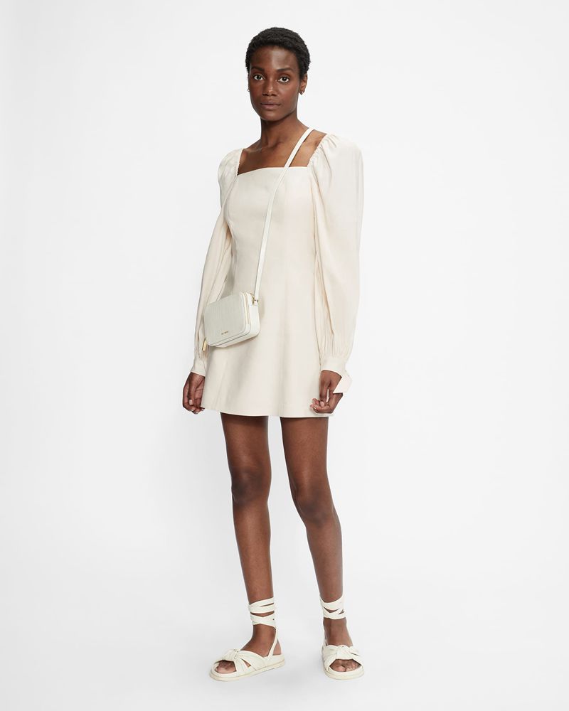 Ted Baker Britnie Fitted Mini With Blouson Sleeves Klänning Dam Vita | AXL-276385