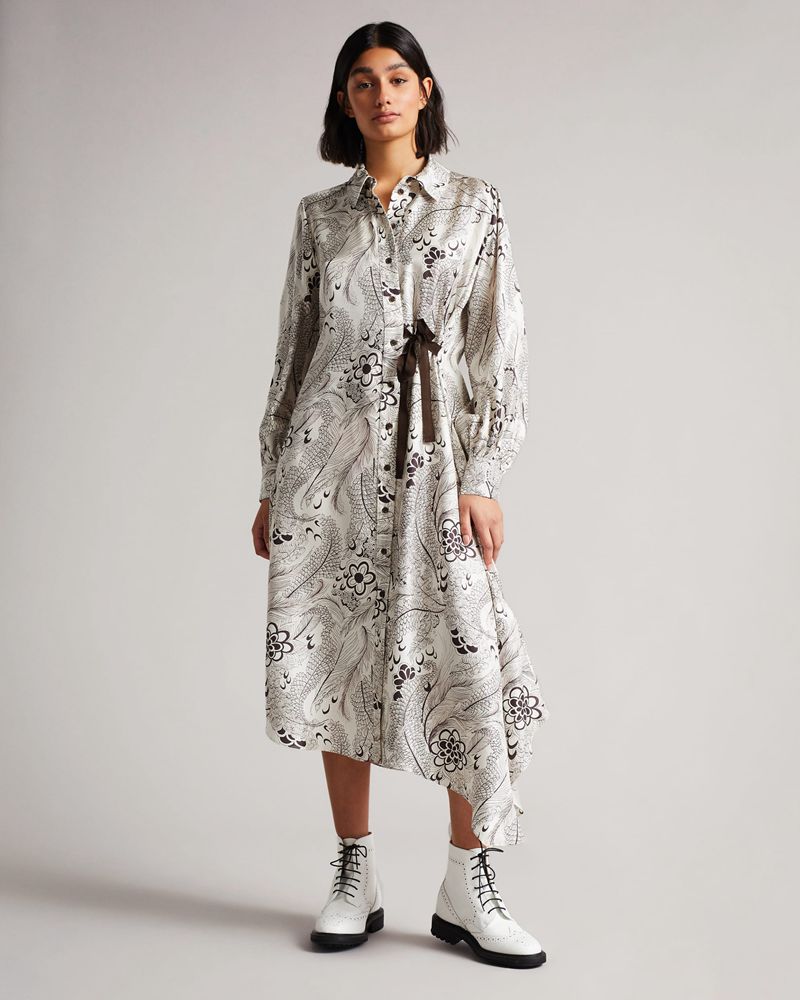 Ted Baker Caitrin Asymmetrical Klänning Dam Vita | XTQ-804612