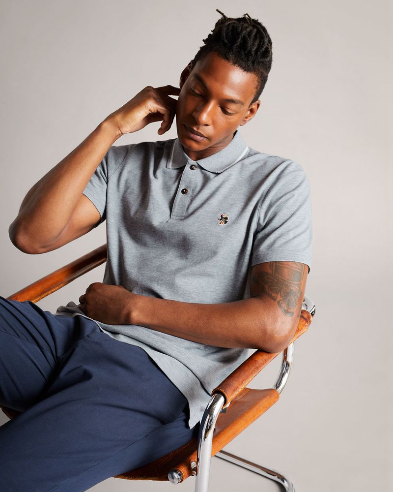 Ted Baker Camdn Sleeve Polo Blast Herr Gray | ALM-209157