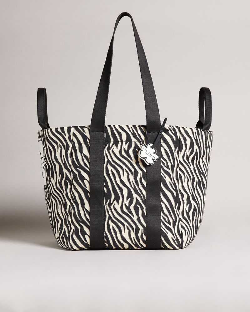 Ted Baker Cayzeba Zebra Detail Large Nylon Tote Väska Dam Vita | RJY-429861