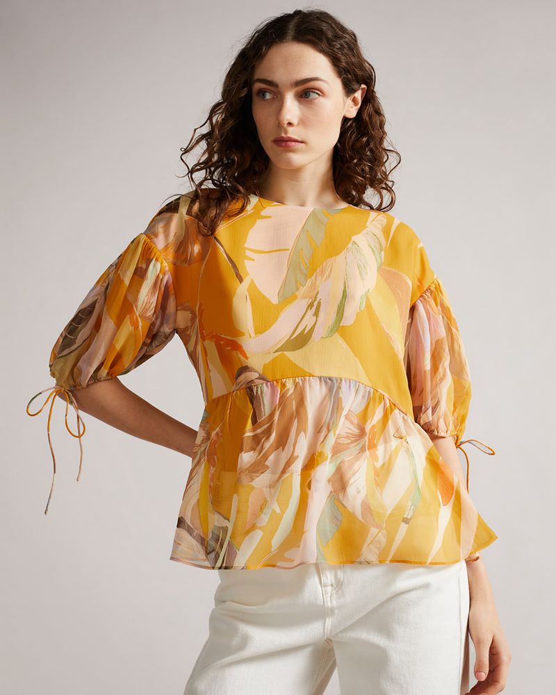 Ted Baker Darcila Exaggerated Puff Sleeve Blast Dam Orange | PKB-874021
