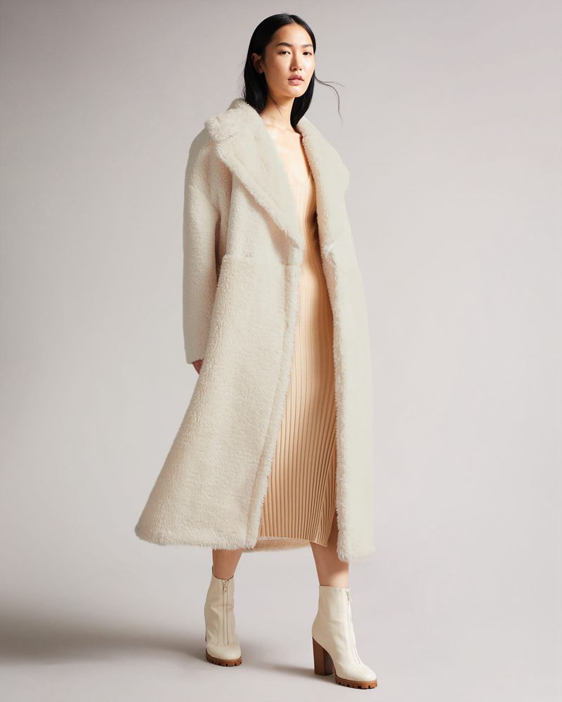 Ted Baker Emiliyy Mixed Fabric Faux Fur Cocoon Rockar Dam Vita | UEL-652871