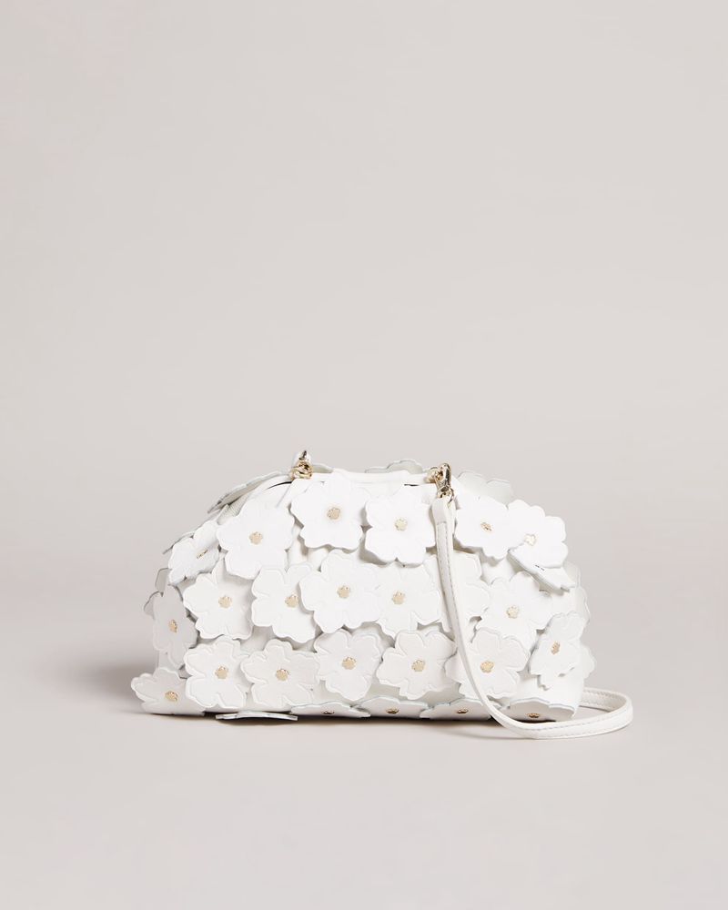 Ted Baker Floriah Flower Applique Frame Clutch Clutch Väska Dam Vita | HEN-293780