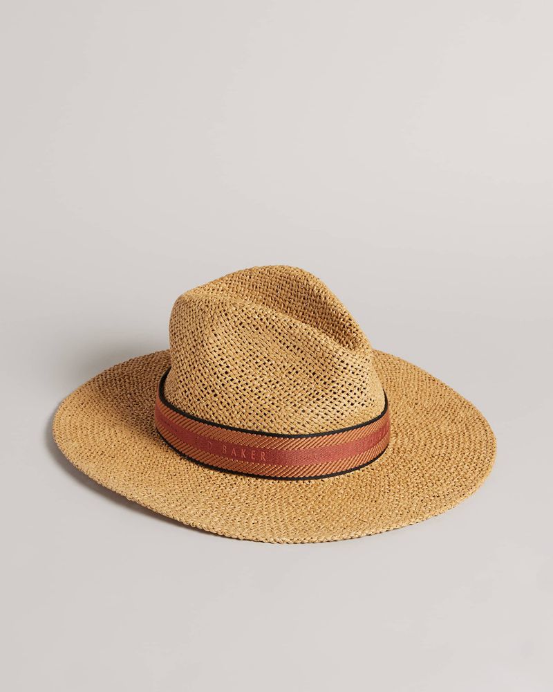 Ted Baker Hiltins Straw Webbing Band Panama Hatt Herr Bruna | IMK-326857