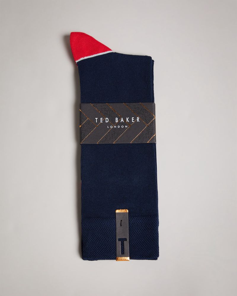Ted Baker Jack Contrast Trim Bomull Strumpor Herr Marinblå | KDJ-946875