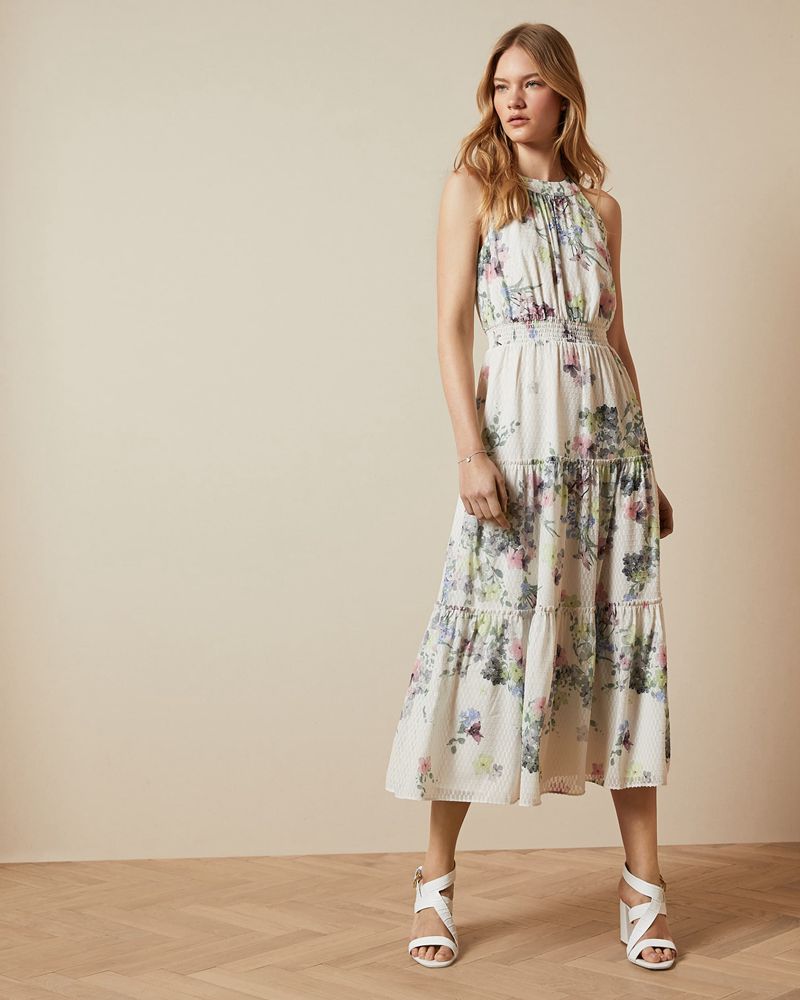 Ted Baker Kahlay Pergolared Midi Klänning Dam Vita | CBO-763458