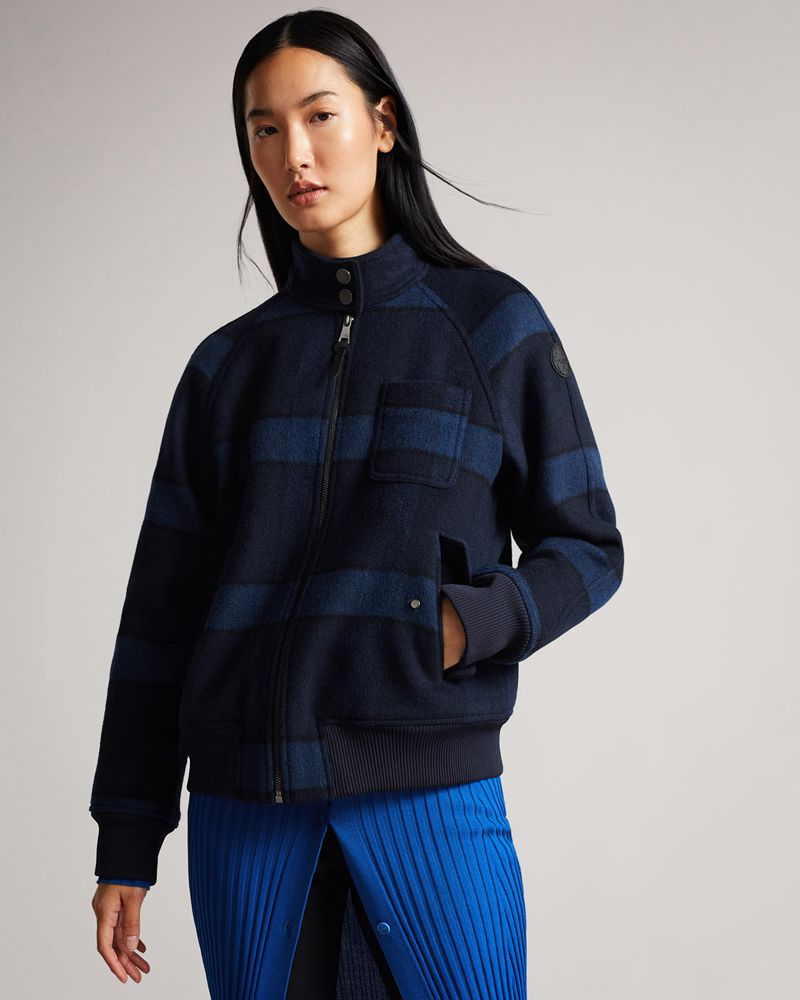 Ted Baker Leinora Relaxed Fit Check Harrington Jacka Dam Blå | OCF-130597