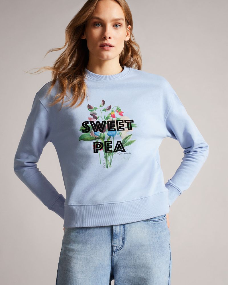 Ted Baker Leitaa Sweet Pea Graphic Blast Dam Blå | DHQ-635879