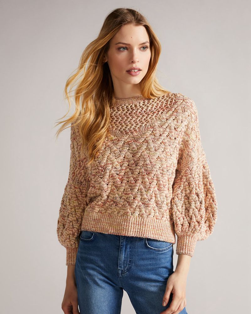 Ted Baker Lorensa Tjock Summer Cable Stickat Dam Bruna | FEG-725639