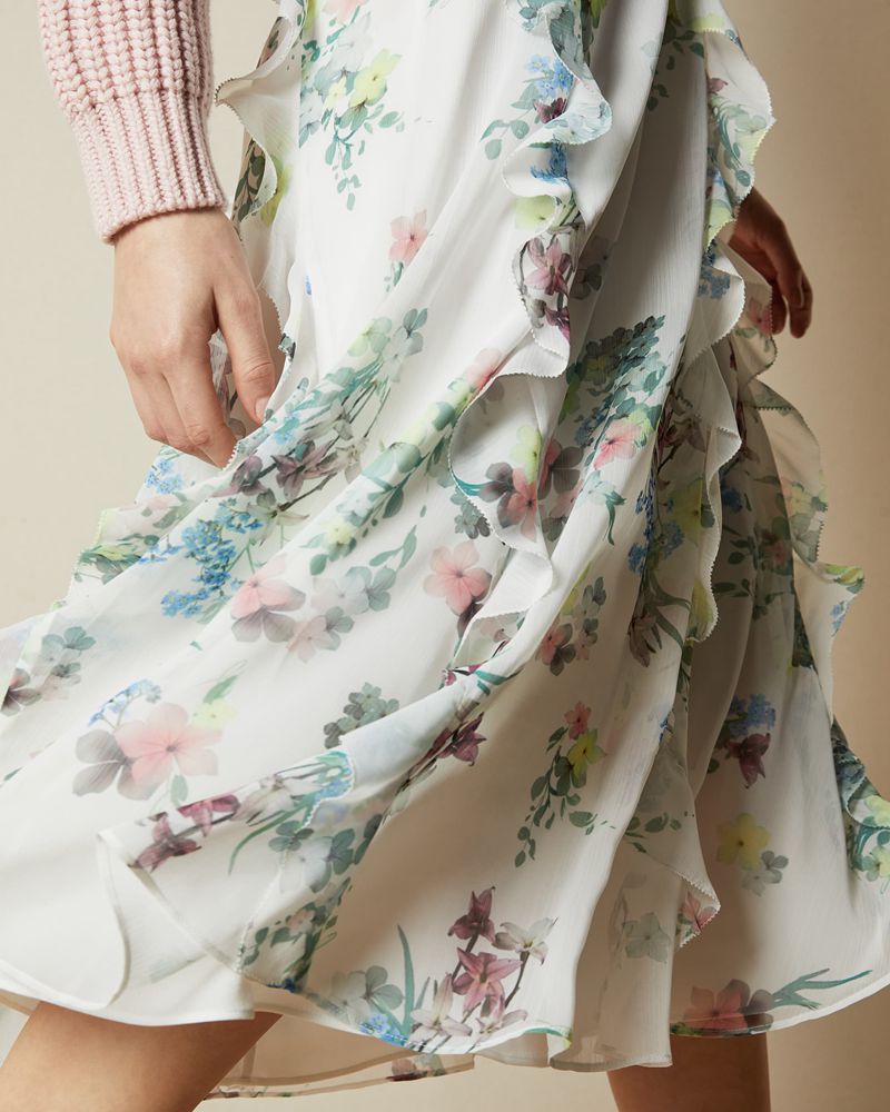 Ted Baker Lurissa Pergola Printed Ruffle Midi Kjolar Dam Vita | BXT-318405