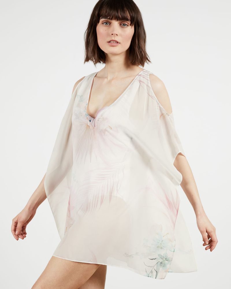 Ted Baker Natalli Square V-Neck Cover Up With Cold Badkläder Dam Vita | ZKR-793402
